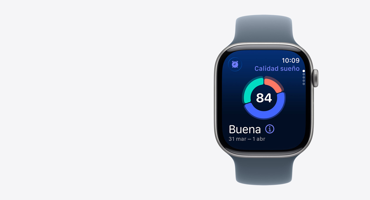 Apple Watch Series 11, color gris espacial, caja de aluminio, calidad del sueño en pantalla