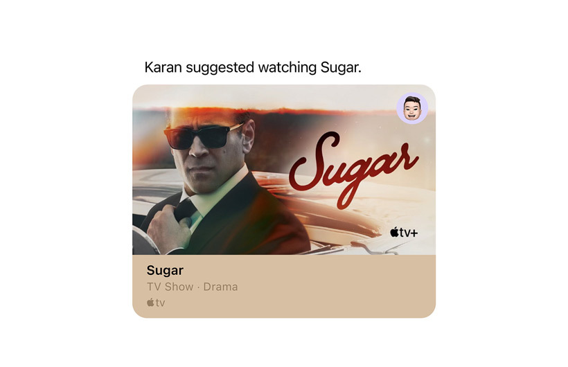 Una notificación en la Apple TV+ recuerda que un contacto ha recomendado una serie