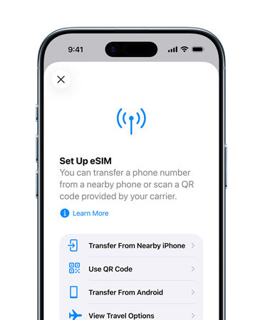 iPhone Air, voorkant, een mobiel abonnement wordt ingesteld